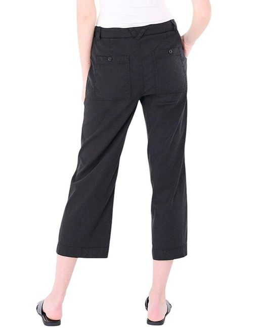 Marrakech Blue Tori Linen-Blend Cropped Pant