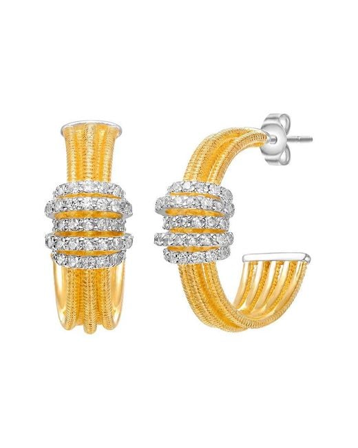 Genevive Jewelry Metallic Rachel Glauber 14K Plated Cz Hoop Earrings