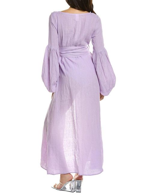 Shani Shemer Purple Jaclyn Linen Robe Maxi Dress