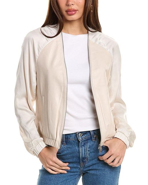 AllSaints Natural Helton Leather Bomber Jacket