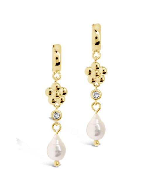 Sterling Forever White 14k Plated 11mm Freshwater Pearl Cz June Hoops