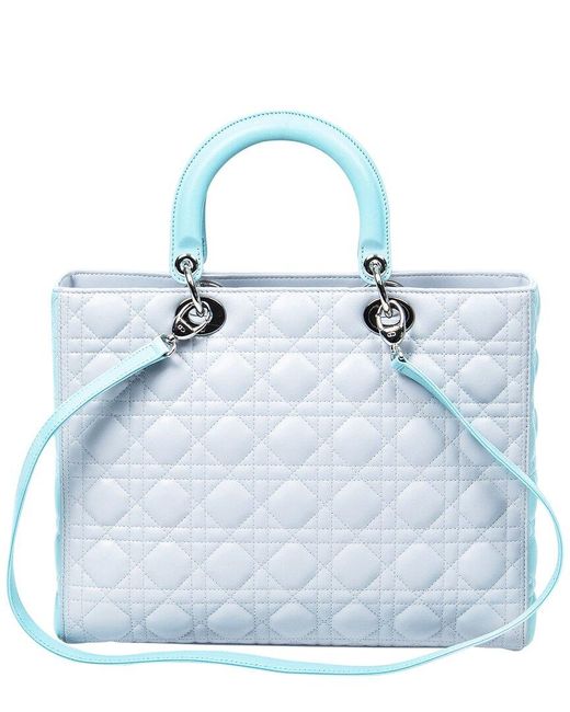 Dior Blue Light & Cannage Lambskin Leather Large Lady (Authentic Pre-Owned)