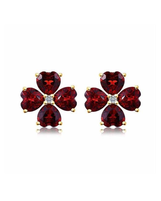 Kai Fine Jewelry Red 14K 4.93 Ct. Tw. Diamond & Garnet Stud Earrings