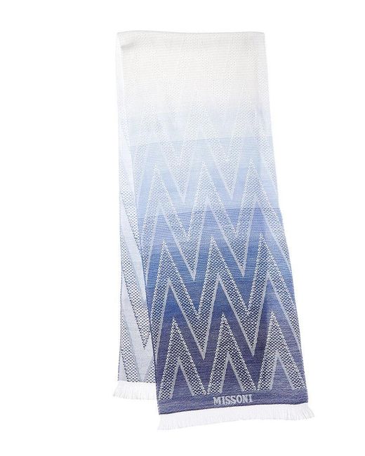 Missoni Blue Wool-Blend Scarf
