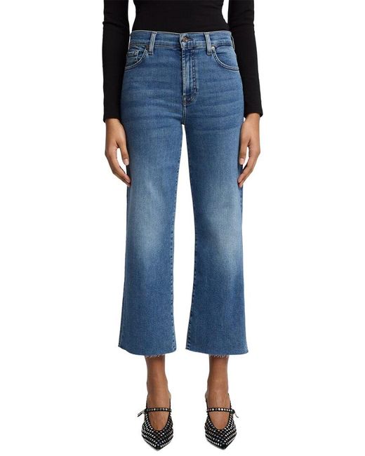 7 For All Mankind Blue Cropped Alexa Clara Ankle Crop Jean