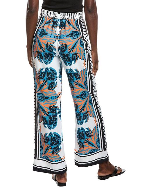 Gracia Blue Floral Print Wide Leg Pajama Pant
