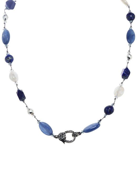 Margo Morrison Blue 0.57 Ct. Tw. Diamond & Kynite, Lapis, Pyrite, Moonstone Necklace