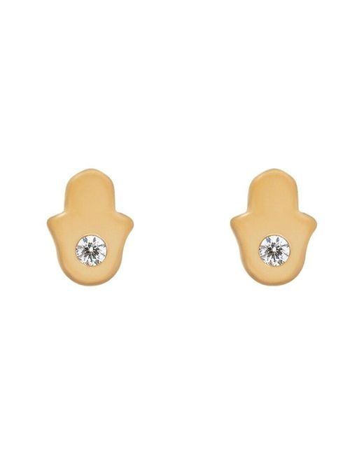 Karma and Luck White Plated Stud Earrings
