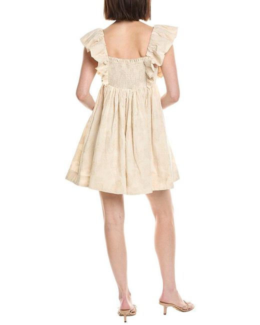 JACQUIE THE LABEL Natural Cassandra Linen-Blend Mini Dress