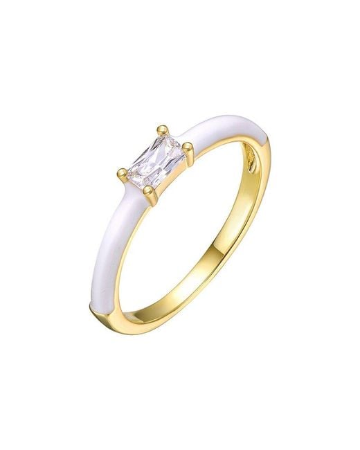 Rachel Glauber White 14k Plated Cz Stackable Ring