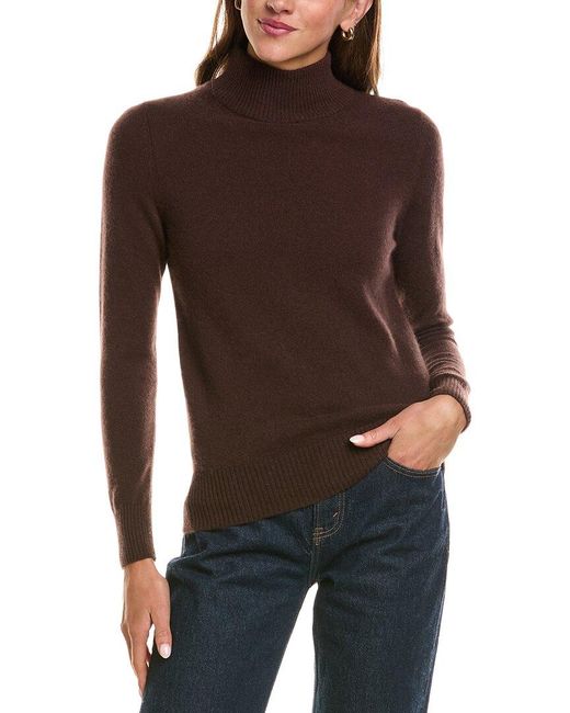 InCashmere Brown Basic Mock Neck 100% Cashmere Sweater