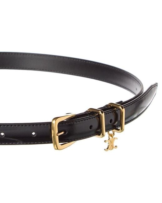 Celine Elegant Charm Leather Belt in Black | Lyst