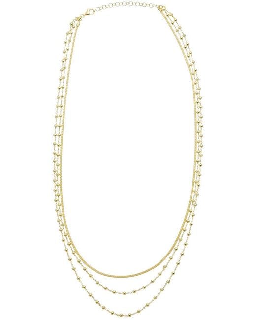 Italian Gold Over Silver Metallic 18K Plated Multi Strand Necklace