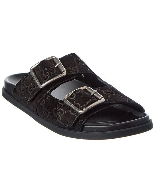Gucci Black Gg Suede Slide for men