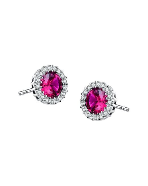 Rachel Glauber Pink Silver Cz Studs