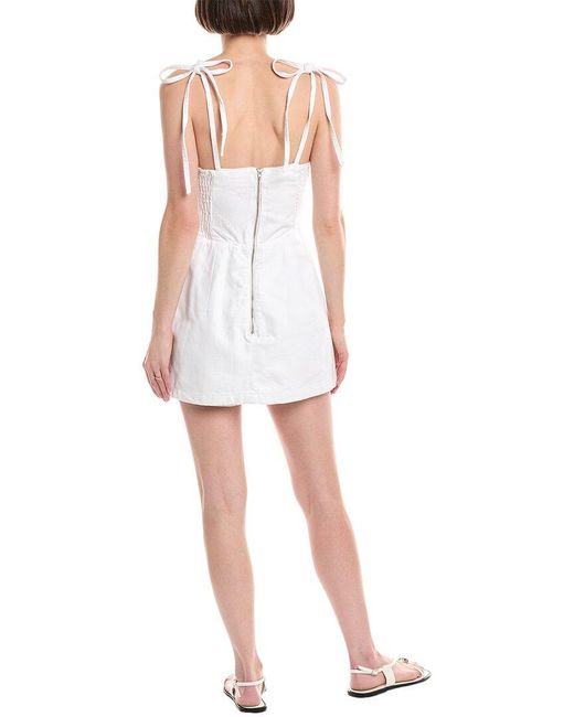 Amanda Uprichard White Taylor Denim Skort Romper