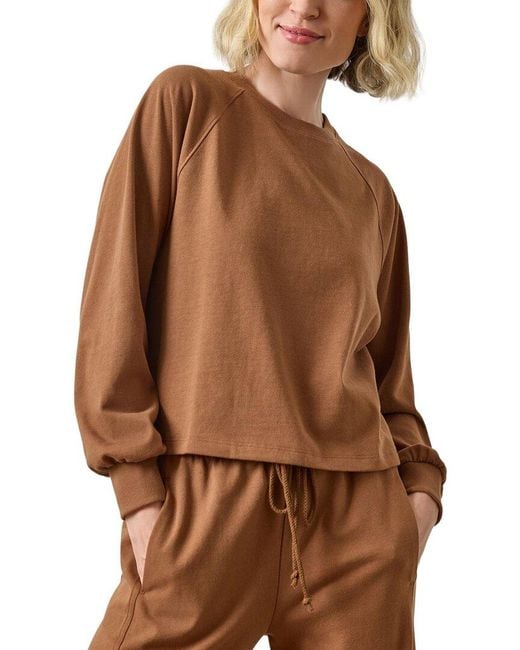 Lilla P Brown Pleat Back Crewneck