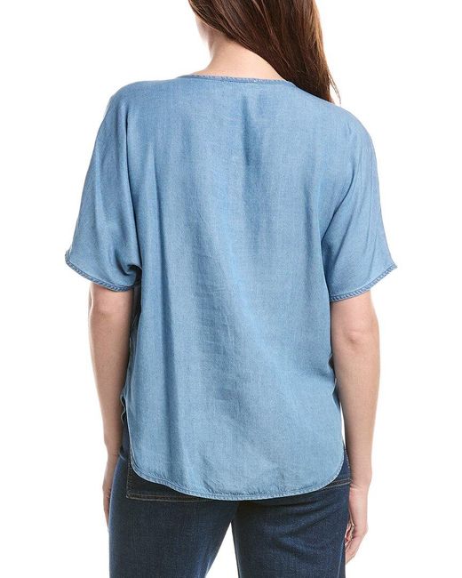 DKNY Blue V-Neck Top