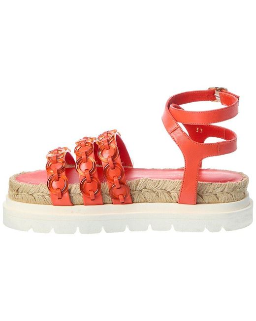 3.1 Phillip Lim Red Cruz Ring Leather Platform Sandal