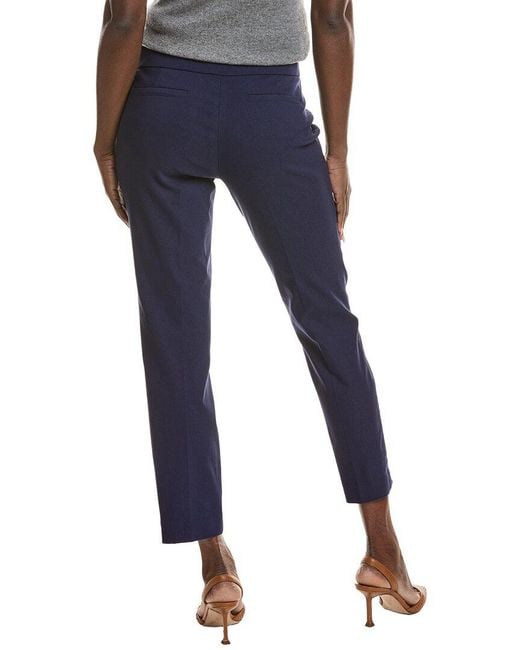 Jones New York Blue Pull-On Wide Waistband Straight Ankle Pant