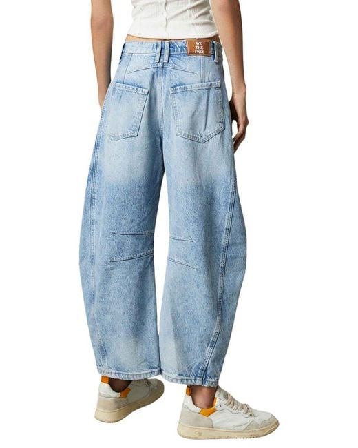 Free People Blue Good Luck Barrel Relaxed Fit Jean