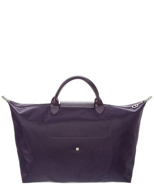 Longchamp Purple Le Pliage Green Small Canvas & Leather Travel Bag