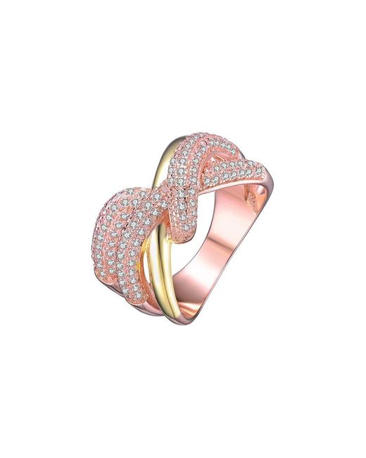 Genevive Jewelry Pink 18k Rose Gold Vermeil Cz Interlocked Ring