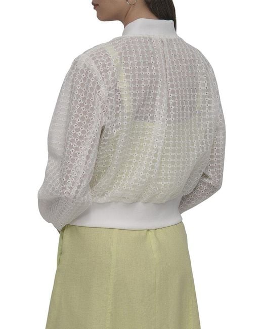 DKNY Gray Eyelet Organza Bomber Jacket