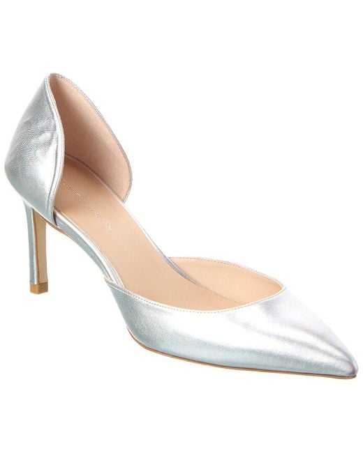 Stuart Weitzman White Mara 75 Dorsay Leather Pump
