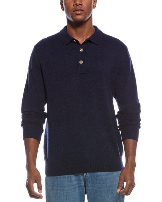 Kier + J Blue Mixed Stitch Wool & Cashmere-Blend Polo Sweater for men