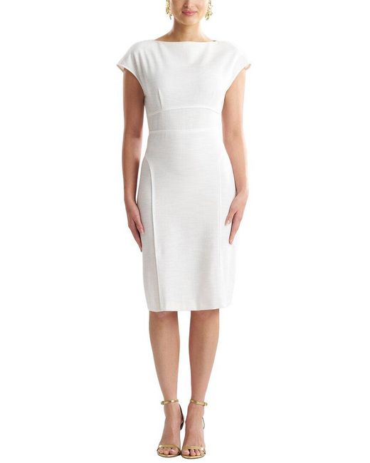 Natori White Stretch Basketweave Sheath Dress