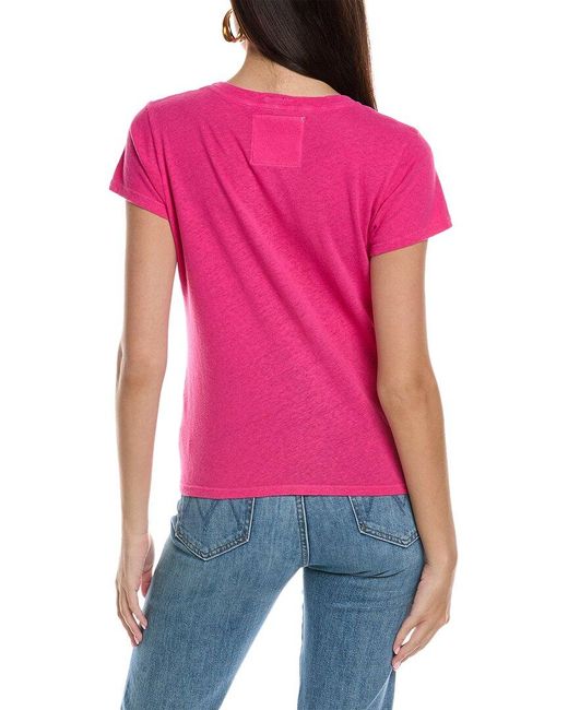 Mother Pink Denim The Lil Sinful Linen-blend T-shirt