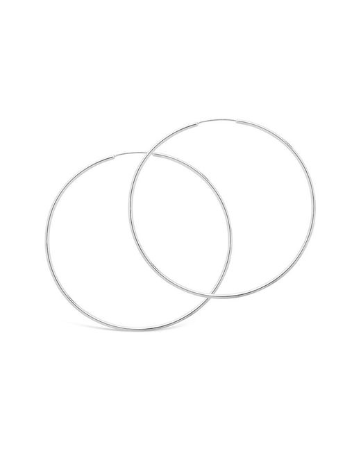 Sterling Forever White Rhodium Plated Hoops