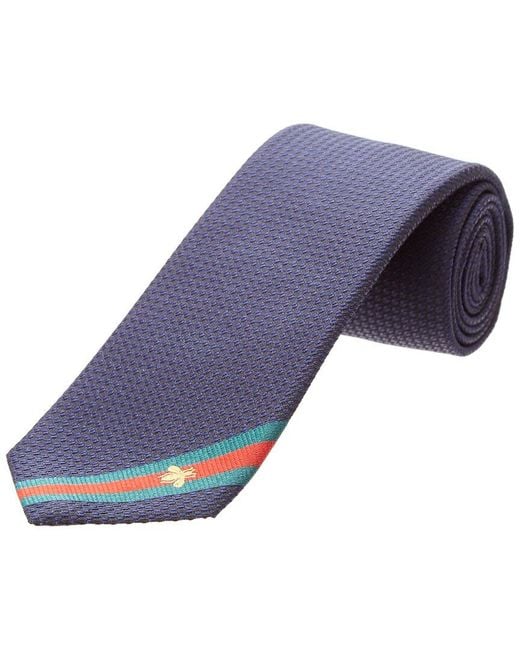 Gucci Blue Bee Web Silk Tie for men