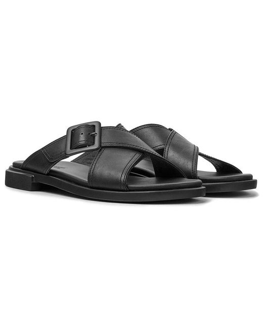 Camper Black Edy Leather X-strap Sandal