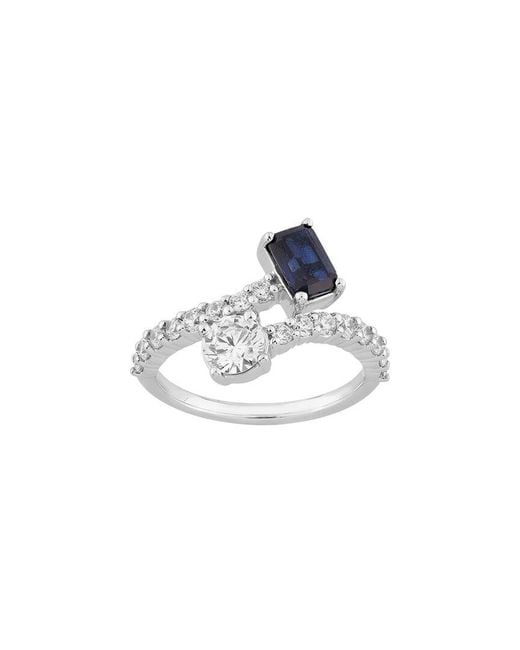Brilliant Bloom White 14K 2.20 Ct. Tw. Lab-Grown Diamond & Sapphire Ring