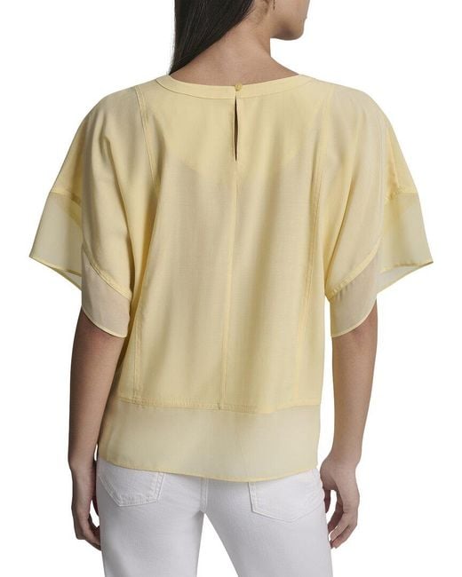 DKNY Multicolor Dolman Sleeve Mix Media Top