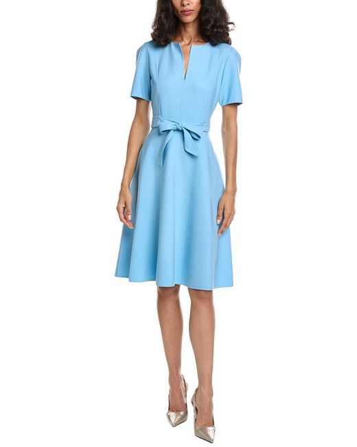 Oscar de la Renta Blue Wool-Blend Midi Dress
