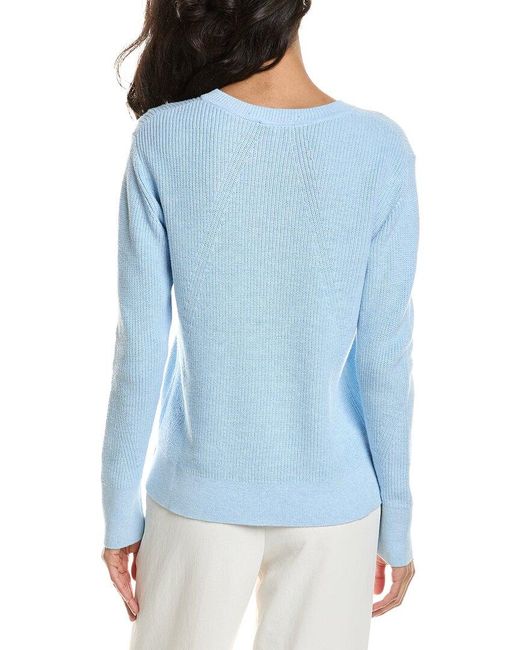 Forte Blue Lace-Up Rib Crewneck Sweater