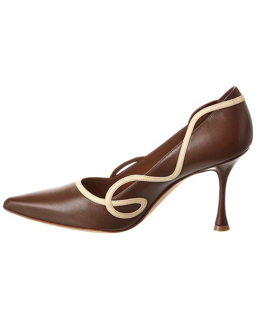 Manolo Blahnik Brown Ansaki 90 Leather Pump