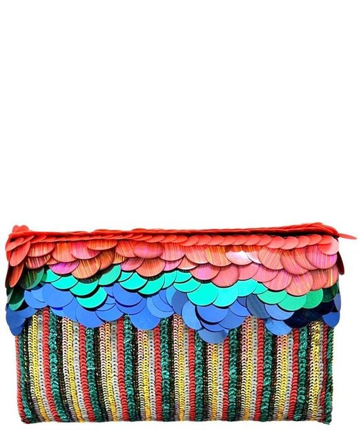 Simitri Hand-Embroidered Sequin Box Clutch