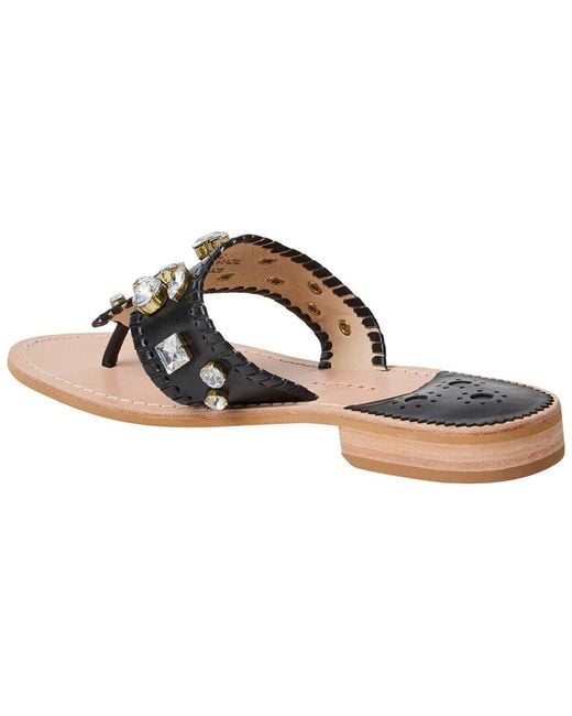 Jack Rogers Black Jacks Jeweled Leather Sandal