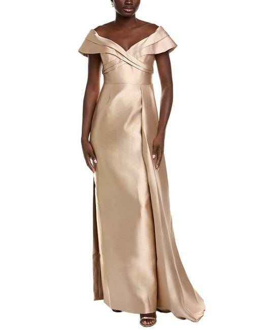 Rene Ruiz Natural Draped Mikado Gown