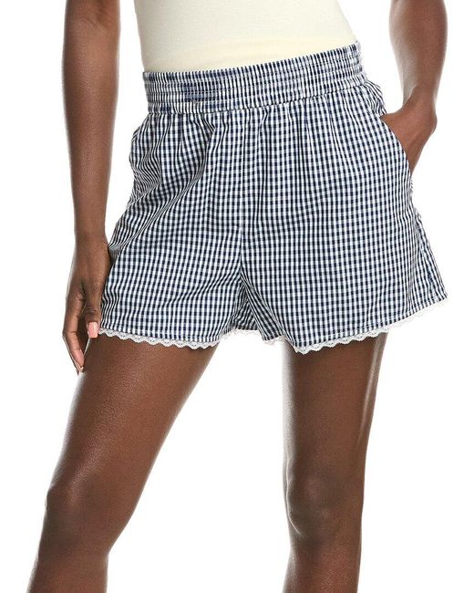 French Connection Blue Lace-Trim Short