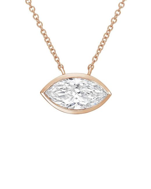 Diana M White Diana M. 14K Rose 4.00 Ct. Tw. Lab-Grown Diamond Solitaire Bezel Pendant