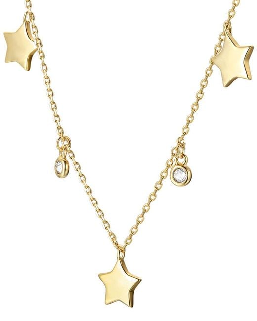 Rachel Glauber Metallic 14k Plated Cz Star Charm Necklace