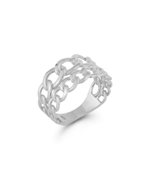 Chloe and Madison White Silver Double Curb Stack Ring
