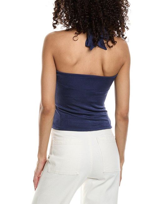 Chaser Brand Blue Electric Slinky Rib Tie-front Tank