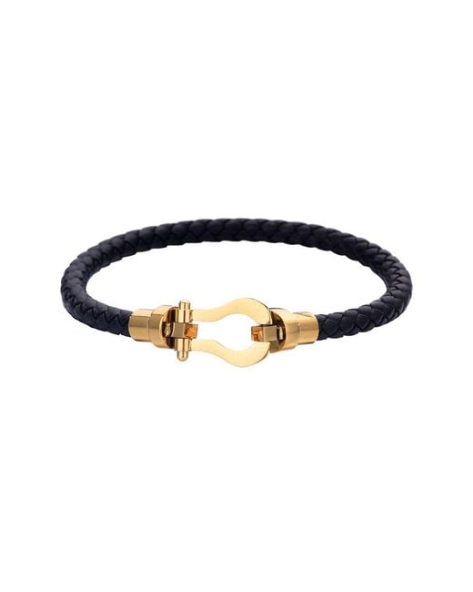 Adornia Blue 18K Plated Stainless Steel Magnetic Leather Bracelet