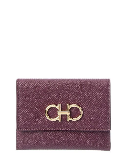 Ferragamo Purple Gancini Leather Card Case